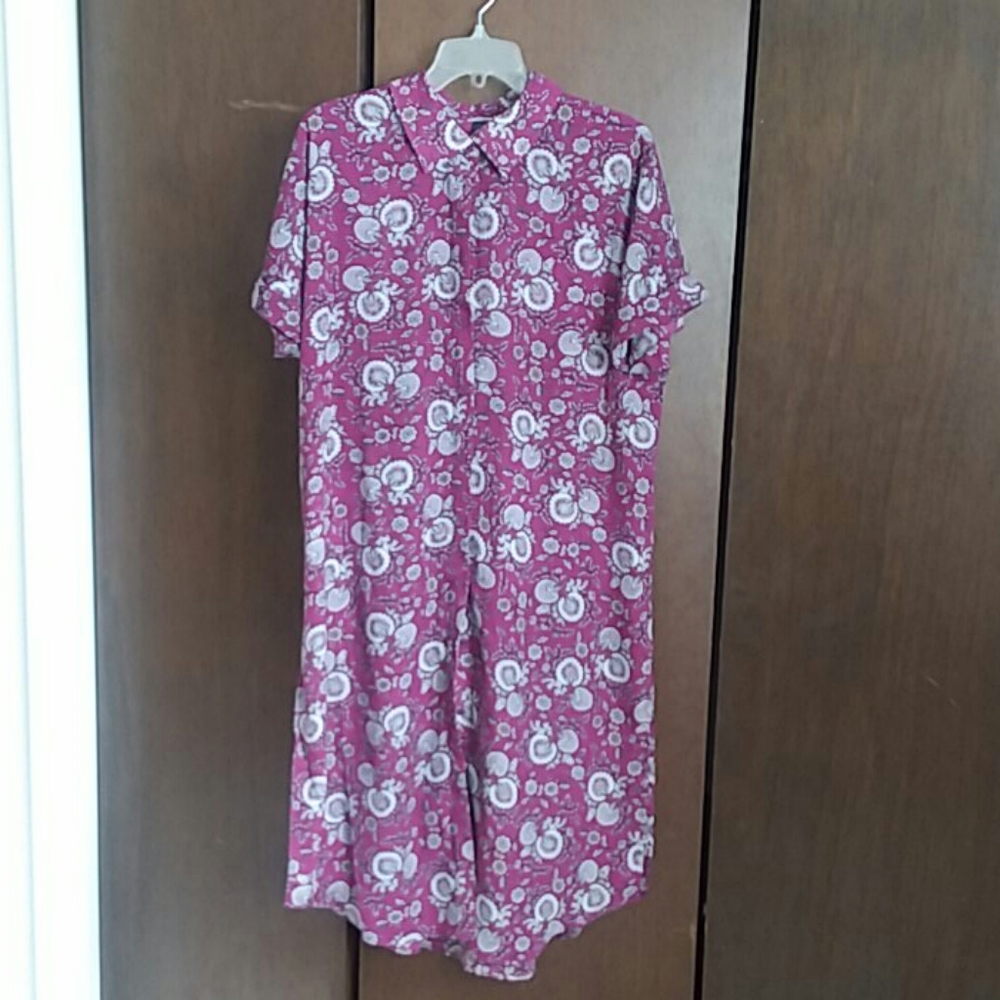 Print button down tunic
